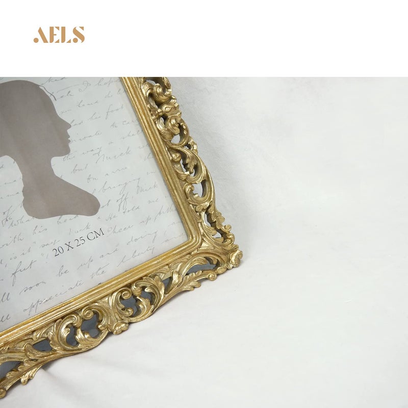 AELS 8x10 Inch Vintage Picture Frame, Elegant Antique Photo Frames with Glass Front, Photo Display, Tabletop Wall Hanging, Gift Ideas, Silver-gold Hollow Pattern - Image 5